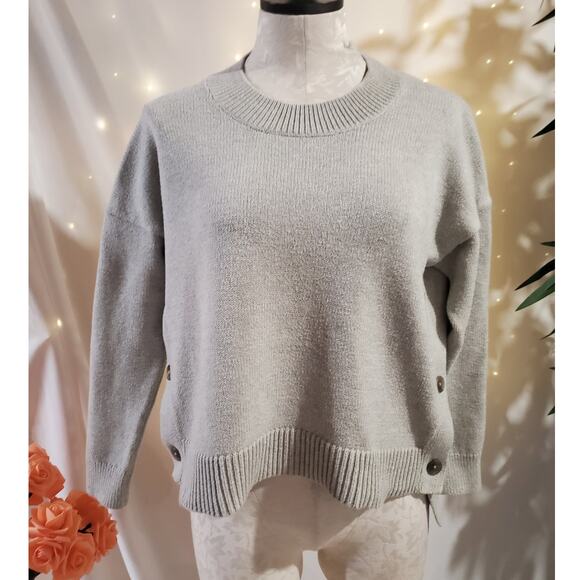 Madewell Brownstone Side-Button Pullover Sweater Womens Size S Gray Heather Dove - Picture 1 of 13